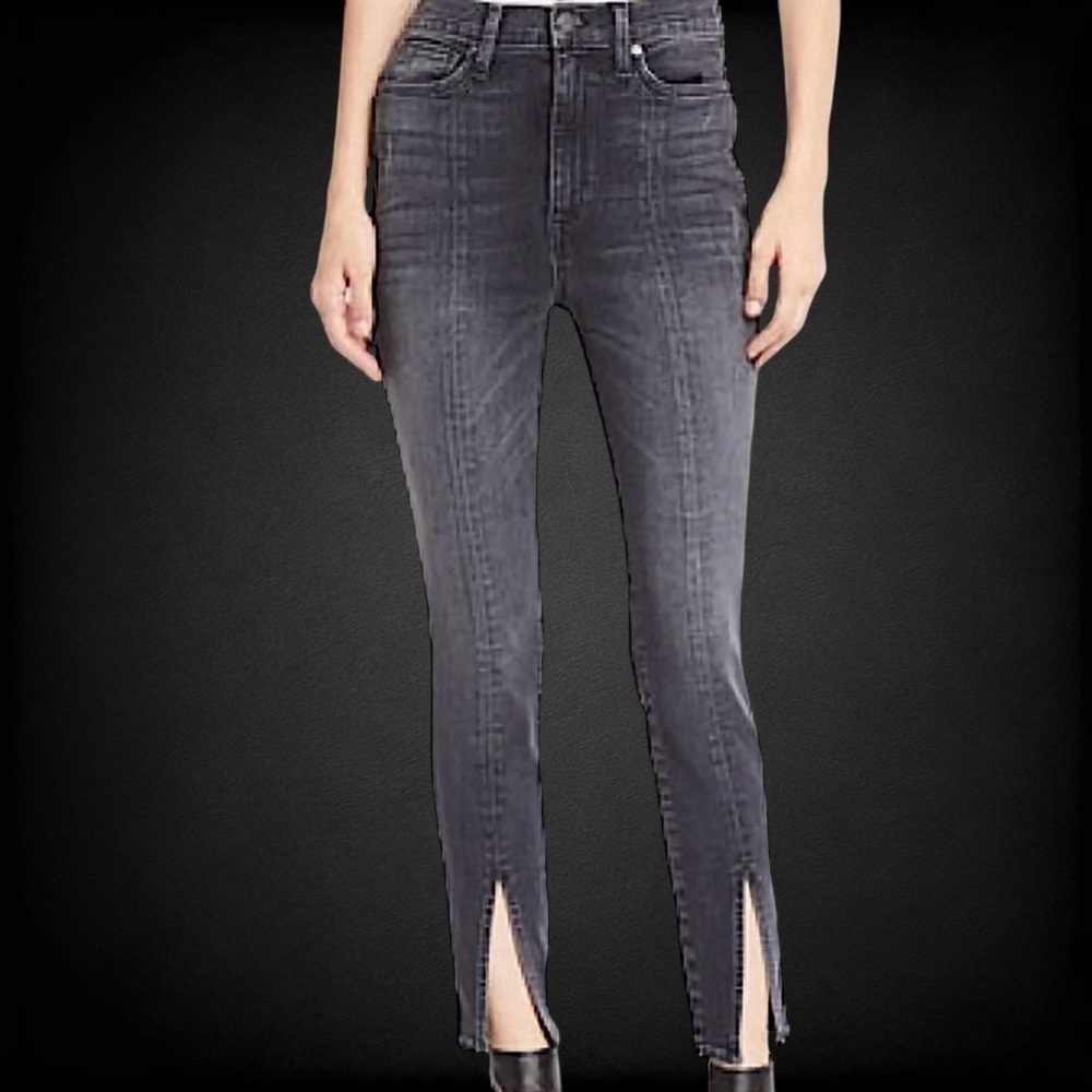 Alice + Olivia AO.LA ‘You Look Good’ High Rise Skinny Jeans w/ Front Slit Sz 24